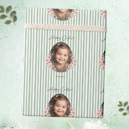 Paaspapier met foto en familienaam cadeaupapier