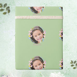 Paaspapier met foto en naam - Groen Cadeaupapier