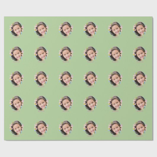 Paaspapier met foto en naam - Groen Cadeaupapier (Vlak)