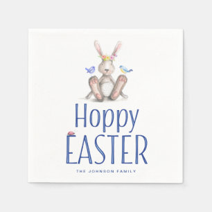 Paaspapier servetten Bunny en Blauwe Hoppy Pasen