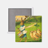 Paasparade met konijn en kippen  magneet (Voorkant / Achterkant)