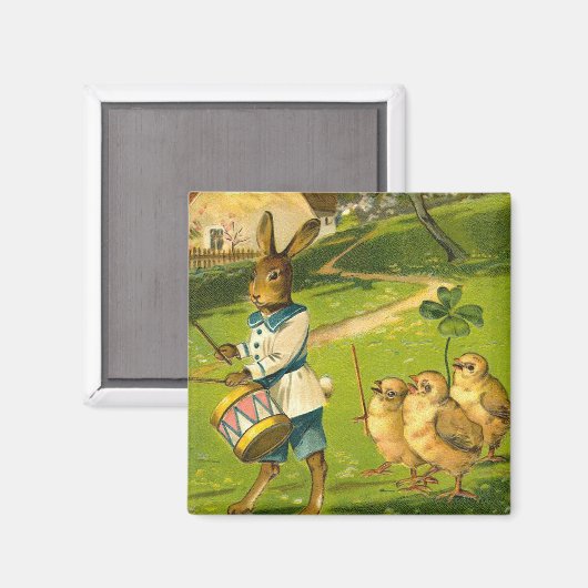 Paasparade met konijn en kippen  magneet (Voorkant / Achterkant)