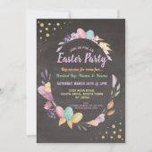 Paaspartij EGG Flower Party Pink Uitnodigen Kaart (Voorkant)