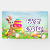 Paaspartij paasbunny Egg Hunt Spring Flowers Spandoek (Horizontaal)