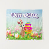 Paaspartij paasbunny Egg Hunt Spring Flowers Wandkleed (Voorkant (horizontaal))