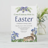 Paaspartij Stijlvolle Blauwe Floral Rabbit Waterve (Staand voorkant)