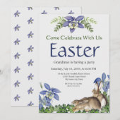 Paaspartij Stijlvolle Blauwe Floral Rabbit Waterve (Voorkant / Achterkant)