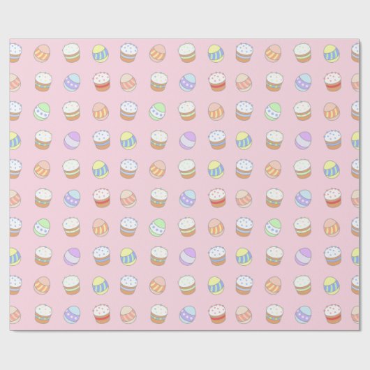 Paaspartjes en eitjes roze cadeaupapier (Vlak)