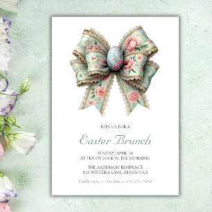 Paaspastel Coquette Bow Brunch Kaart