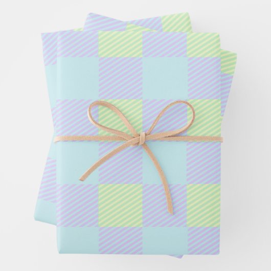 Paaspastel Kleuren Plain Pattern Custom Inpakpapier Vel (In situ)