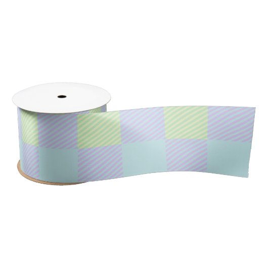 Paaspastel Kleuren Plain Pattern Custom Satijnen Lint (Spoel)