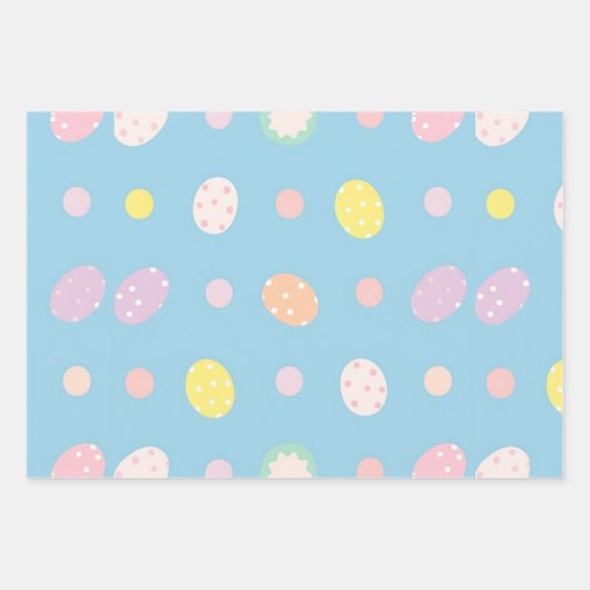 Paaspastel lichtblauw minimalistische set van 3 inpakpapier vel (Voorkant)