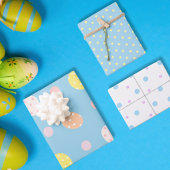 Paaspastel lichtblauw minimalistische set van 3 inpakpapier vel