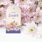Paaspastel Perzik Bloemen Cadeau Labels Cadeaulabel