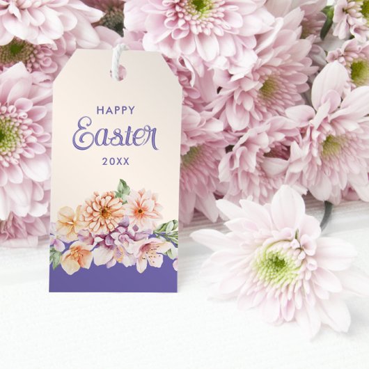 Paaspastel Perzik Bloemen  Cadeau Labels Cadeaulabel