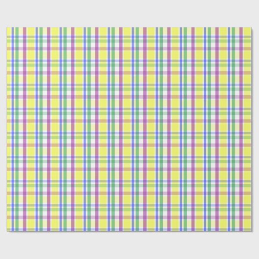 Paaspastel Plaid Spring Pattern Cadeaupapier (Vlak)