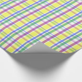 Paaspastel Plaid Spring Pattern Cadeaupapier (Hoek)