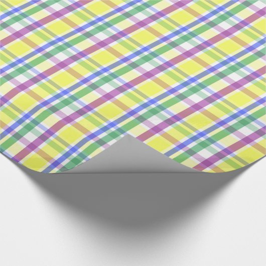 Paaspastel Plaid Spring Pattern Cadeaupapier (Hoek)