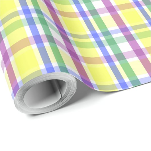 Paaspastel Plaid Spring Pattern Cadeaupapier (Rol Hoek)