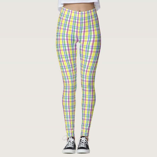 Paaspastel Plaid Spring Pattern Leggings (Voorkant)