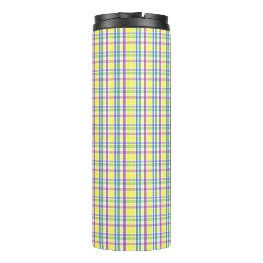 Paaspastel Plaid Spring Pattern Thermosbeker (Achterkant)