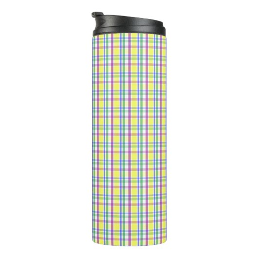 Paaspastel Plaid Spring Pattern Thermosbeker (Geroteerd rechts)