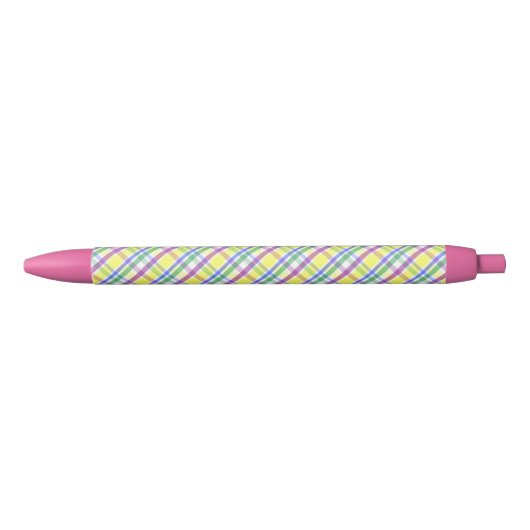 Paaspastel Plaid Spring Pattern Zwarte Inkt Pen (Voorkant)