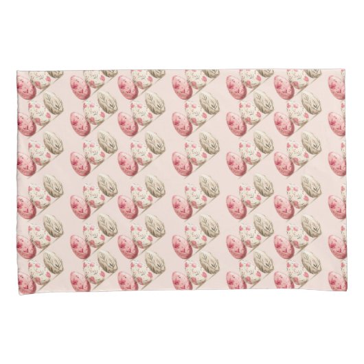 Paaspastel roze beige eieren patroon kussensloop (Voorkant-Rechts)