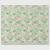 Paaspastel Roze & Groene Bloemen Cadeaupapier (Vlak)