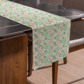 Paaspastel Roze & Groene Bloemen Korte Tafelloper