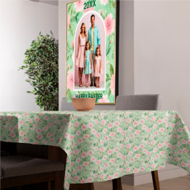 Paaspastel Roze & Groene Bloemen Tafelkleed