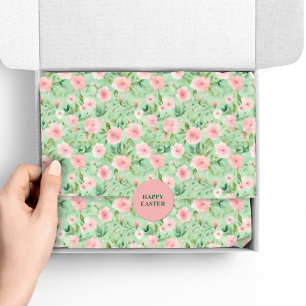 Paaspastel Roze & Groene Bloemen Tissuepapier