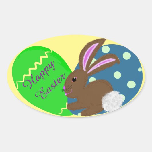 Paaspasteuze blauwe groene paaseieren ovale sticker (Voorkant)