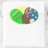 Paaspasteuze blauwe groene paaseieren ovale sticker (Tas)