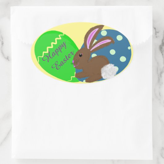 Paaspasteuze blauwe groene paaseieren ovale sticker (Tas)