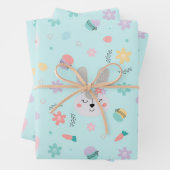 Paaspatroon Bunny Eggs, paasholiday Gift Inpakpapier Vel (In situ)