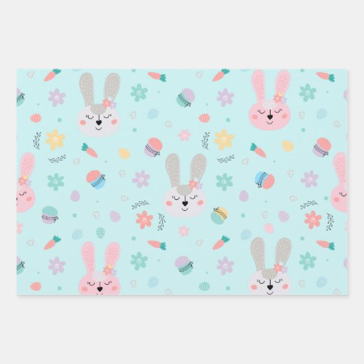 Paaspatroon Bunny Eggs, paasholiday Gift Inpakpapier Vel (Voorkant)