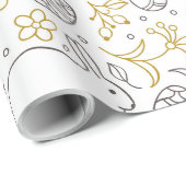 Paaspatroon Patroon Bunny Flowers Eieren Cadeaupapier (Rol Hoek)
