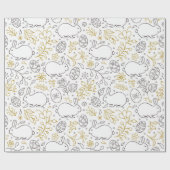 Paaspatroon Patroon Bunny Flowers Eieren Cadeaupapier (Vlak)