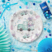 Paaspatroon Waterverf Bunny Truck Papieren Bordje (Feest)