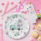 Paaspatroon Waterverf Bunny Truck Papieren Bordje (Feest)