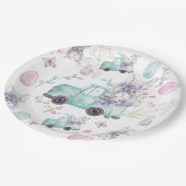 Paaspatroon Waterverf Bunny Truck Papieren Bordje (Gekanteld)