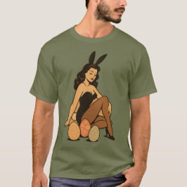 Paaspin-up - Sensueel konijnenmeisje met Ch T-shirt