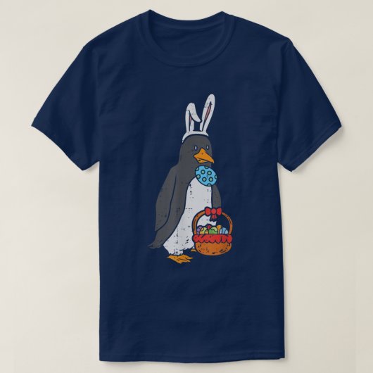 Paaspinguïn Bunny Eggs Basket Cute Animal Man W T-shirt (Design voorkant)