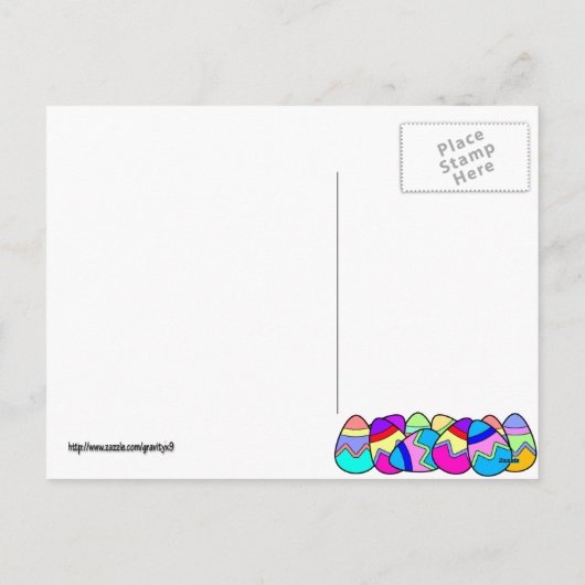 Paaspinguïn met gekleurde eieren feestdagenkaart (Achterkant)