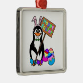 Paaspinguïn met gekleurde eieren metalen ornament (Rechts)