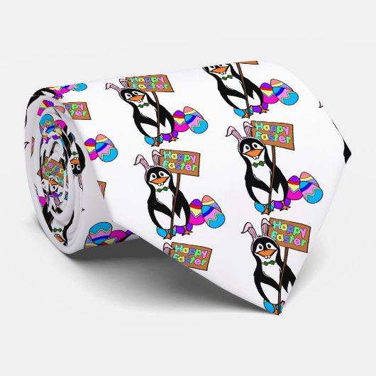 Paaspinguïn met gekleurde eieren stropdas (Opgerold)