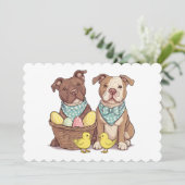 Paaspit Bull Dogs Feestdagenkaart (Staand voorkant)