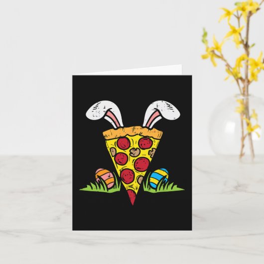 Paaspizza Slice Bunny Oars Leuke Snack Food Lover Kaart (Gele Bloem)