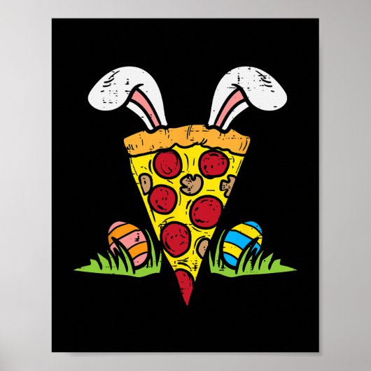 Paaspizza Slice Bunny Oars Leuke Snack Food Lover Poster (Voorkant)